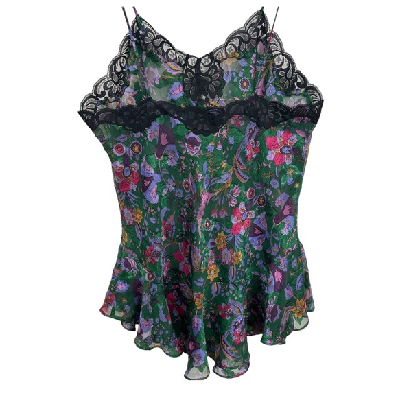 VTG 1980s Victoria’s Secret Gold label green floral lace nightgown. Sz.L - Picture 3 of 6